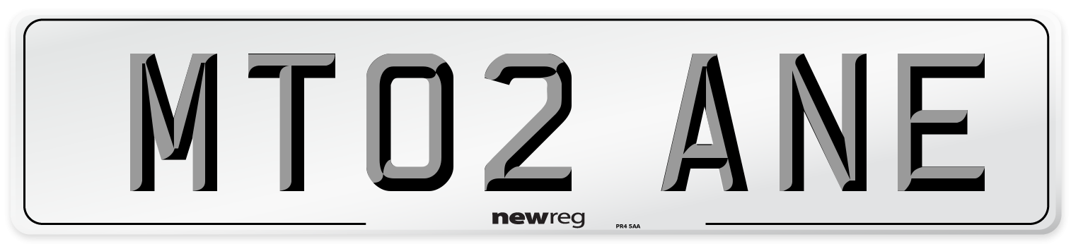 MT02 ANE Number Plate from New Reg
